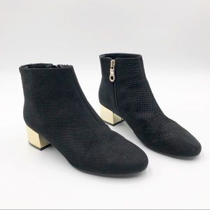 Topshop Snakeskin Gold Heel Ankle Booties